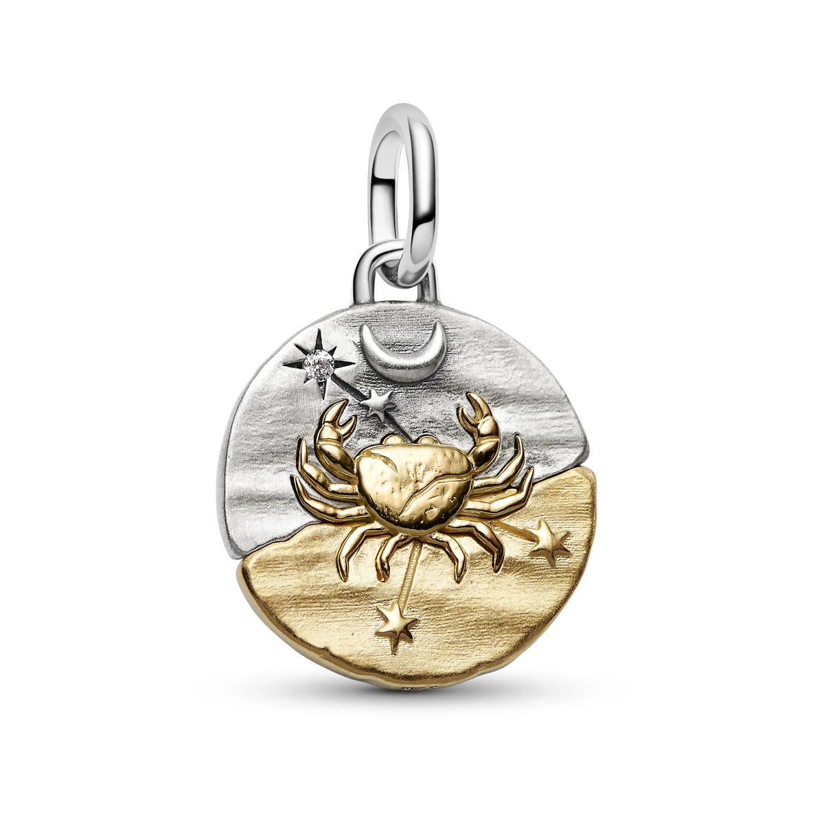 Charm Medallón en plata de ley y con un recubrimiento en oro de 14k Zodiaco Cáncer