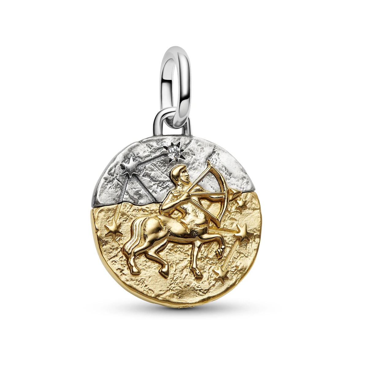 Charm Medallón en plata de ley y con un recubrimiento en oro de 14k Zodiaco Sagitario