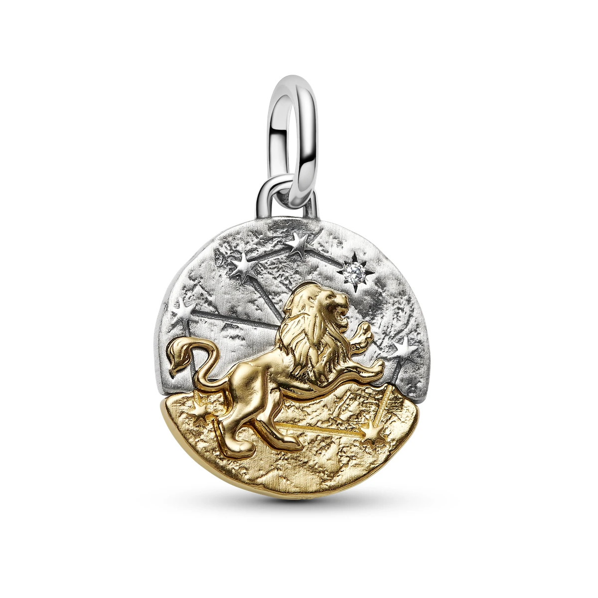 Charm Medallón en plata de ley y con un recubrimiento en oro de 14k Zodiaco Leo