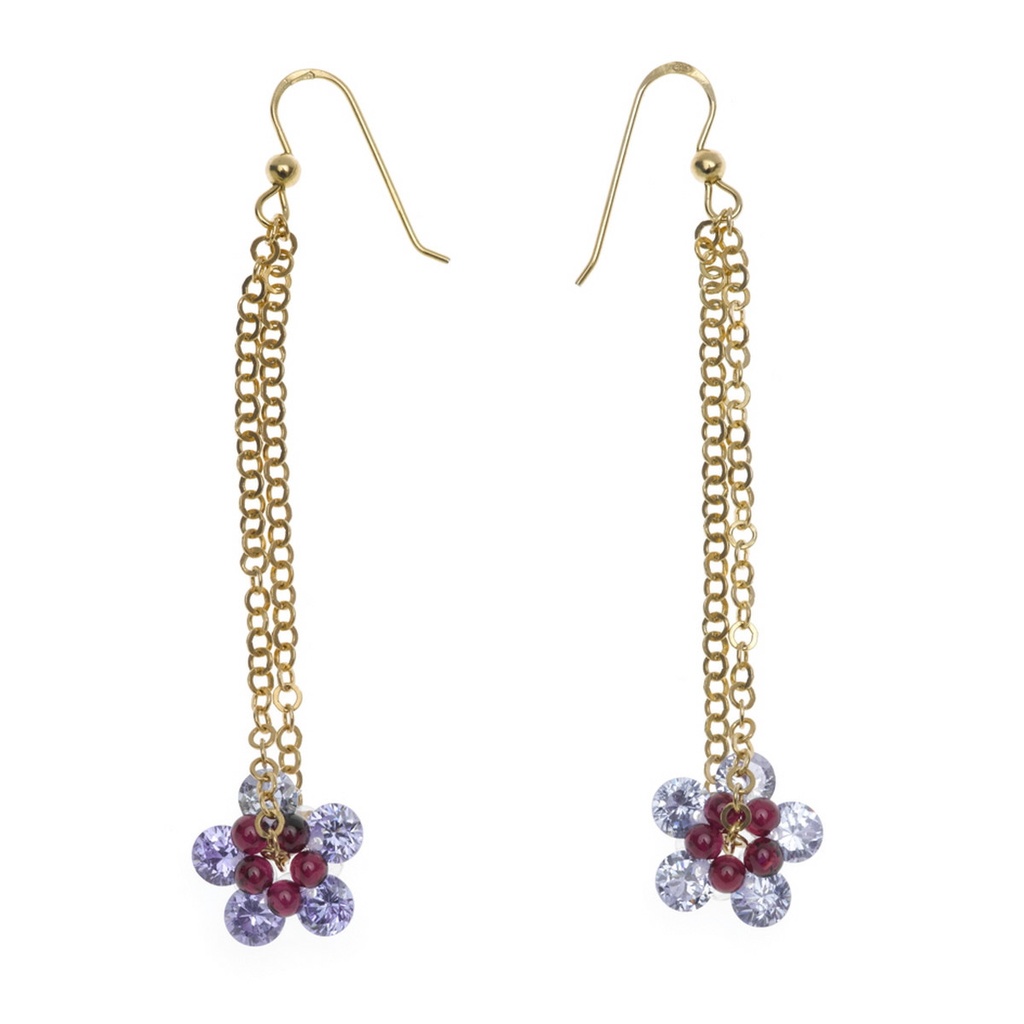 Pendientes Salvatore Caida de Flores con Baño de oro