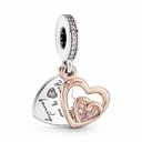 Charm colgante Pandora Doble Corazones Infinitos Entrelazados bicolor