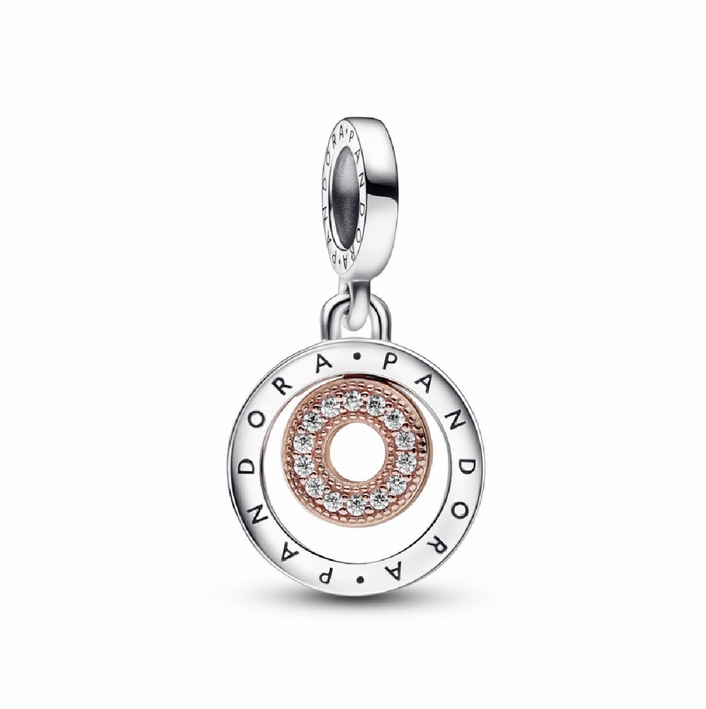 Charm colgante Pandora Signature Logo dos tonos círculo 782287C01