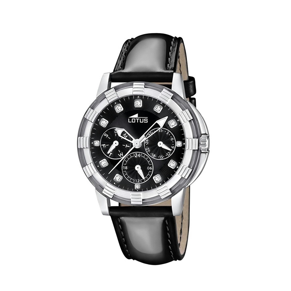 Reloj Lotus Mujer Multifunción Acero Piel Negro15746/8
