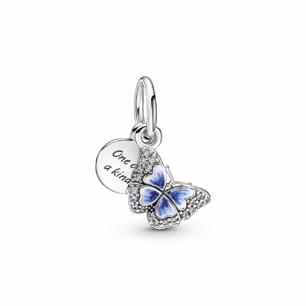 Charm Colgante Pandora Doble Mariposa Azul y Cita