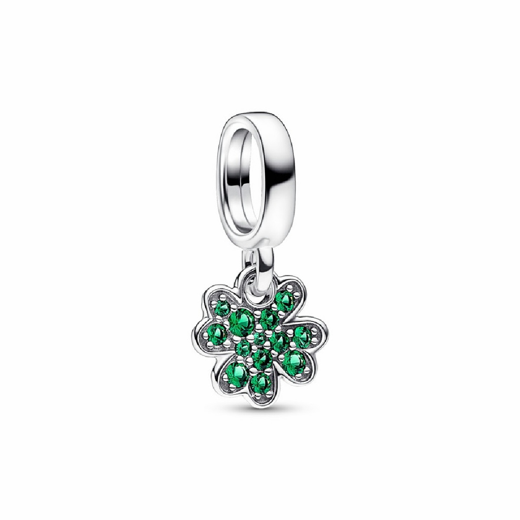 Charm colgante Pandora Trébol de Cuatro Hojas circonitas verdes 792751C01