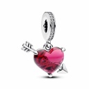 Charm colgante Pandora Cristal de Murano Corazón Rojo y Flecha