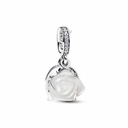Charm Pandora colgante doble con rosa blanca en flor 793200C01