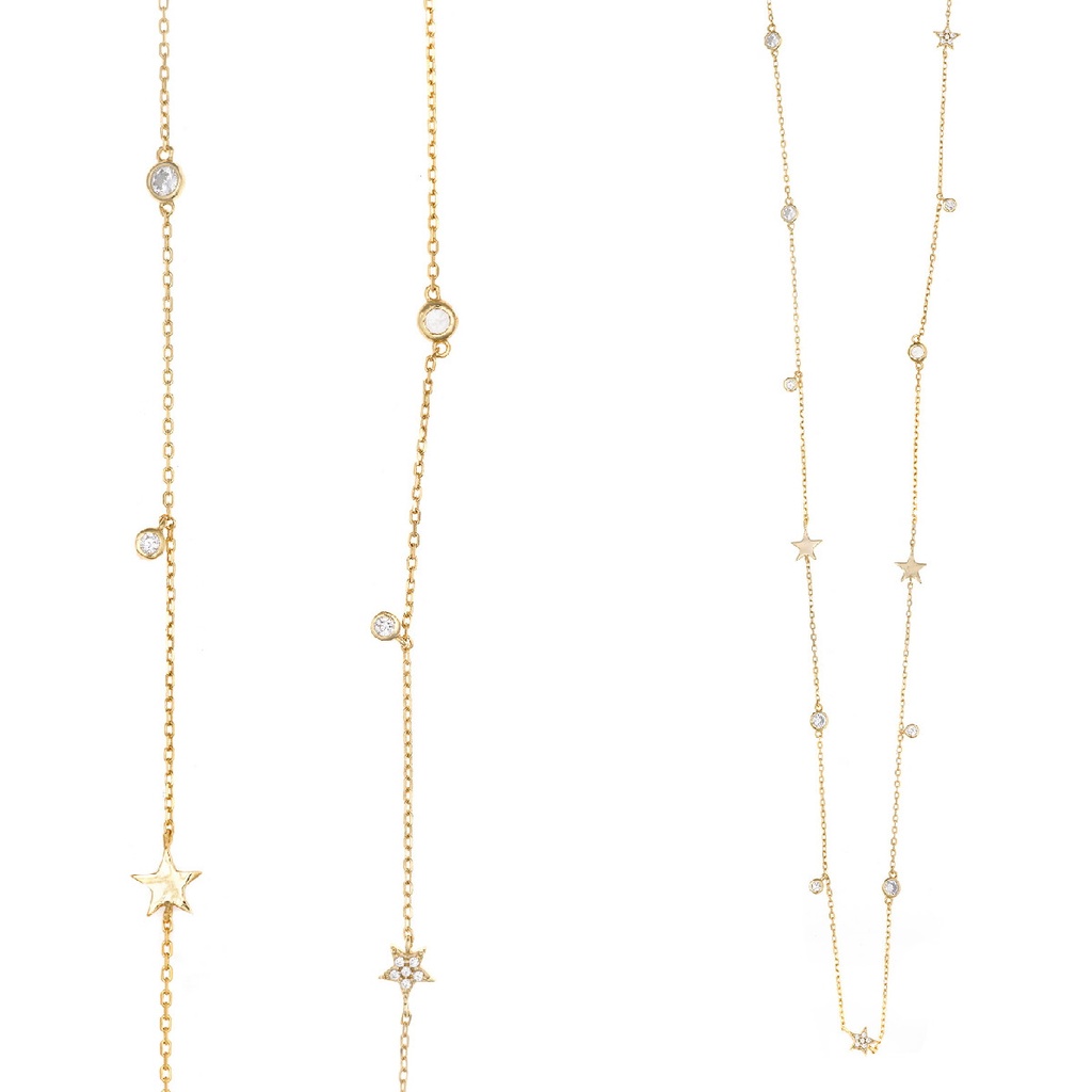 Collar Salvatore Plata Chapada Estrellas y Chatones con Circonitas 164C0065