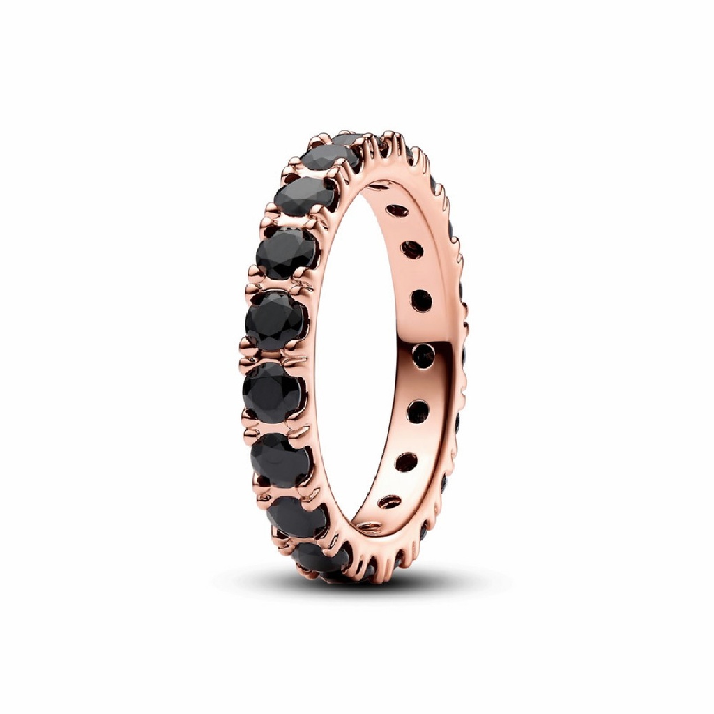 Anillo Pandora de eternidad negro con fila frillante