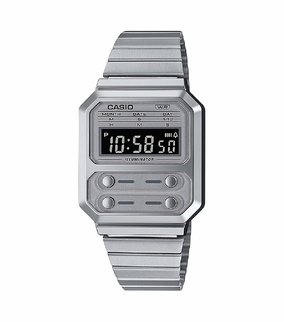 Reloj Casio Unisex Retro Vintage Plateado A100WE-7BEF