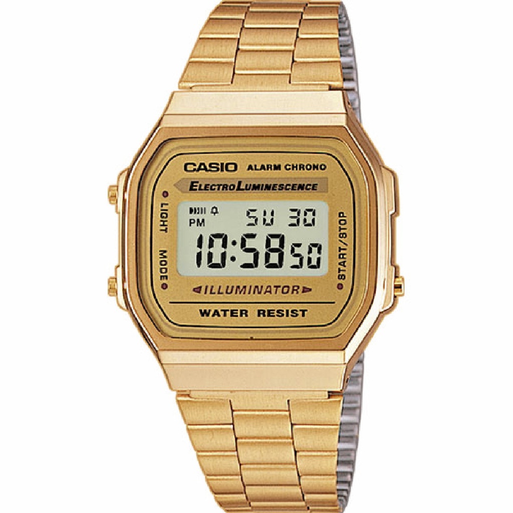 Reloj Casio Vintage Unisex Iconic Unisex Dorado Esfera Dorada A168WG-9EF