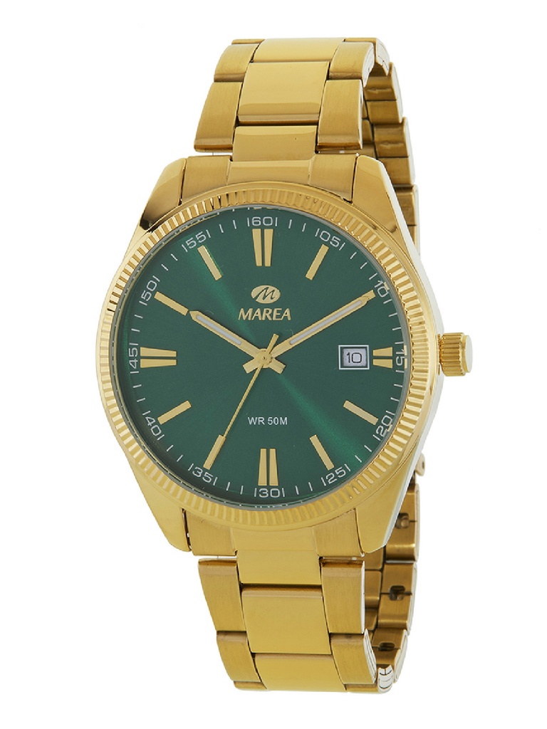 Reloj Marea Hombre Analógico Acero Dorado y Esfera Verde B41376/7