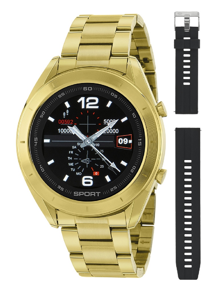 Reloj Inteligente Marea Hombre Analógico Correas Intecambiables Acero Dorado y Silicona negra B58004/3