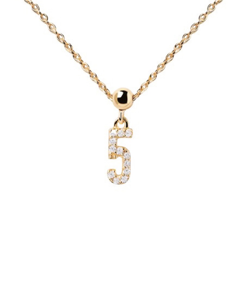 Charm PDPaola Nº 5 Plata Baño Oro y Circonitas CH01-005-U