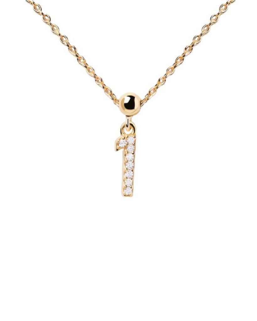 Charm PDPaola Nº 1 Plata Baño Oro y Circonitas CH01-009-U