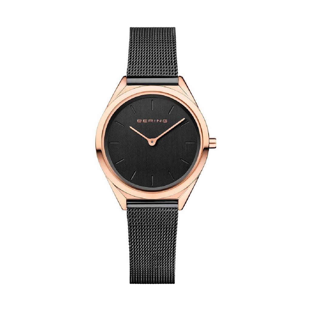 Reloj Bering Ultra Slim Unisex Acero inoxidable IP Negro y Rose