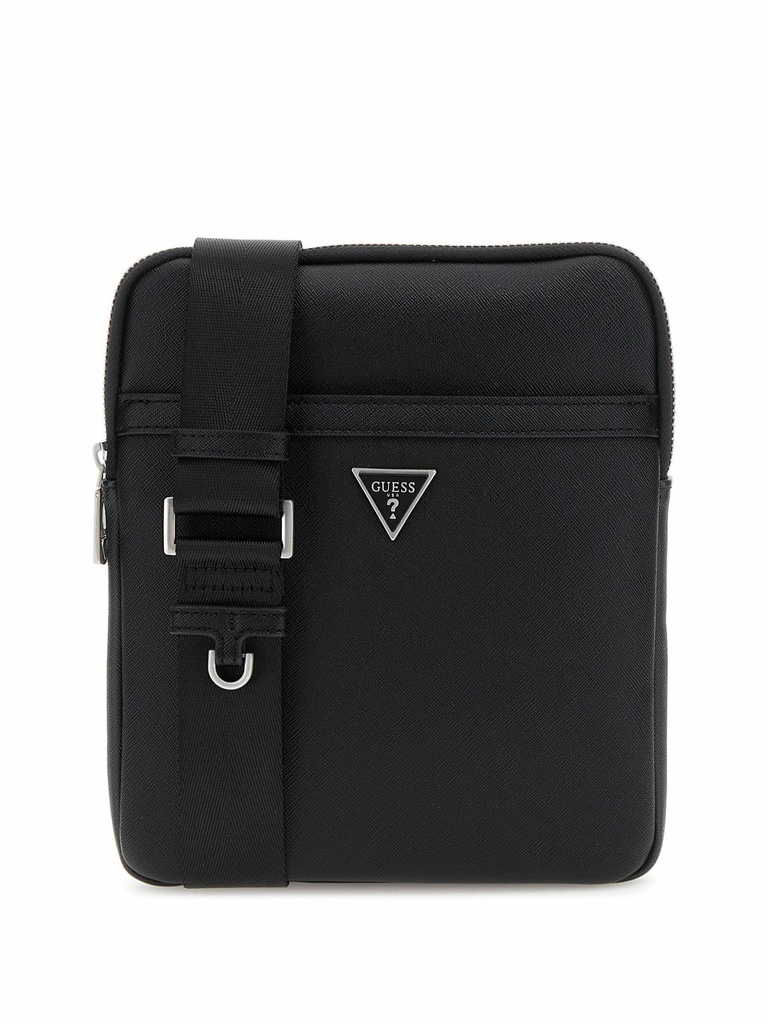 Bandolera Guess Hombre Saffiano Smart Negra