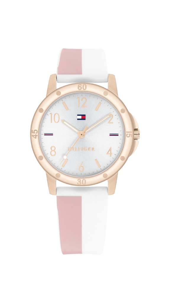 Reloj Tommy Hilfiger Niña Analógico Correa Silicona Rosa y Blanco 1720015