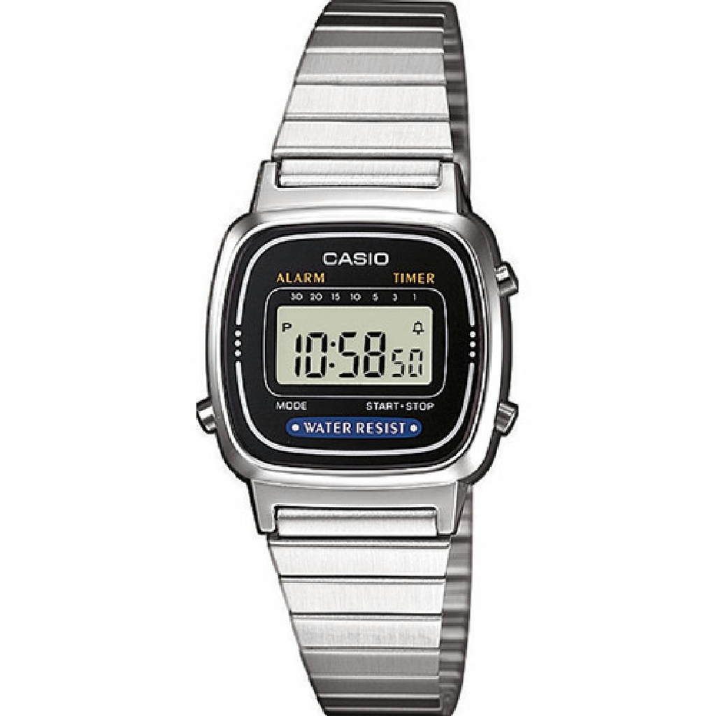 Reloj Casio Vintage Mujer Plateado Esfera Negra LA670WEA-1EF