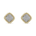Pendientes Litta Fiore Sello Pave Circonitas en Oro Amarillo LEA-201-818-UU