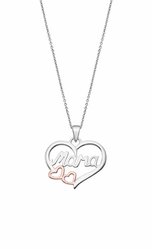 Collar Lotus Silver Mujer Mama Corazón Liso LP1812-1/1