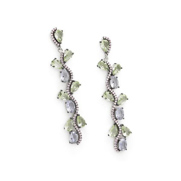 Pendientes Lineargent Cristales Multicolor Plata