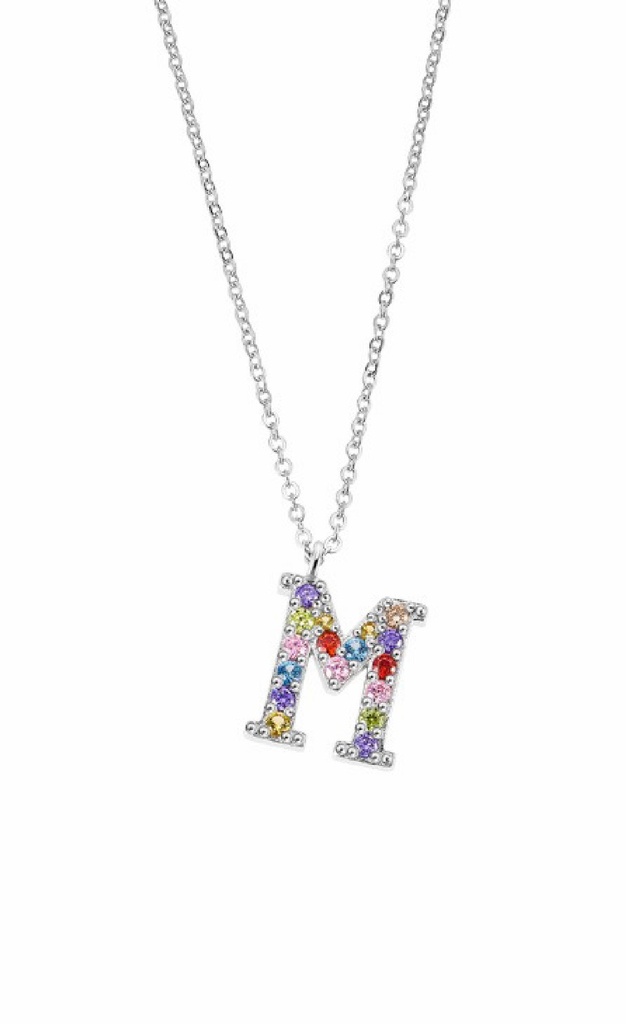 Collar Lotus Silver Mujer Letra M Multicolor