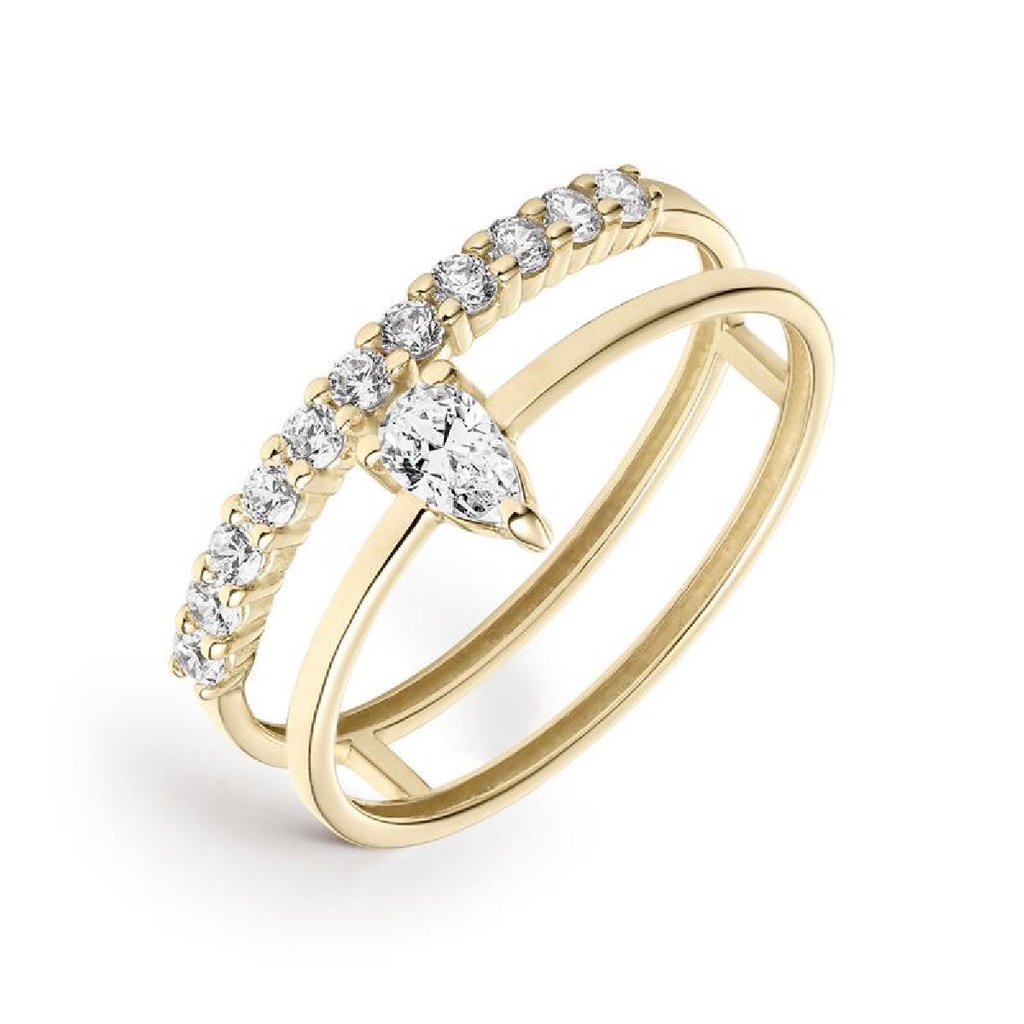 Anillo Litta Fiore Doble Hilera Circonitas Oro Amarillo LRN-201-032-14