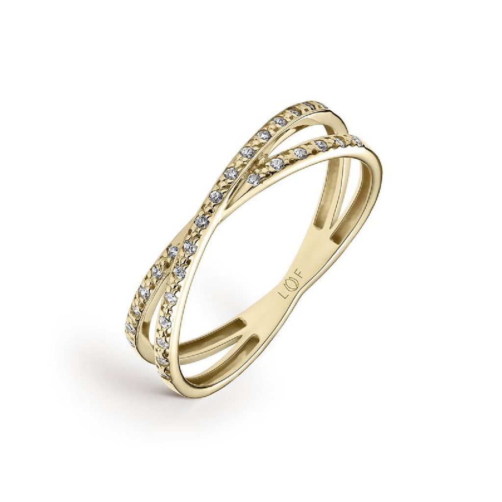 Anillo Litta Fiore Doble Aro Entrelazado Oro Amarillo y Circonitas LRN-201-034-12