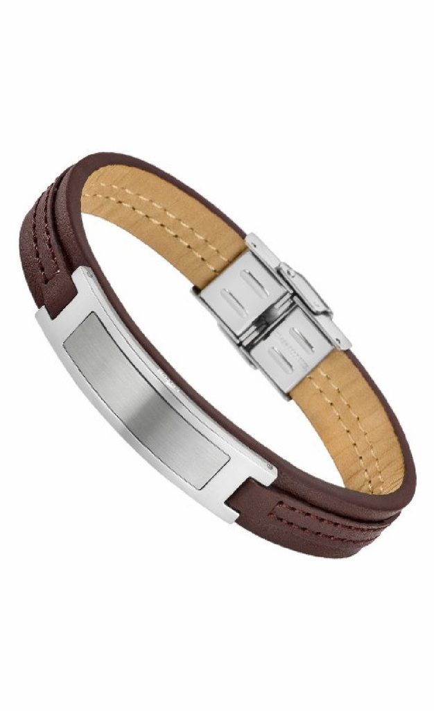Pulsera Lotus Style Hombre Urban Acero Inoxidable y Piel Marrón LS1808-2/1