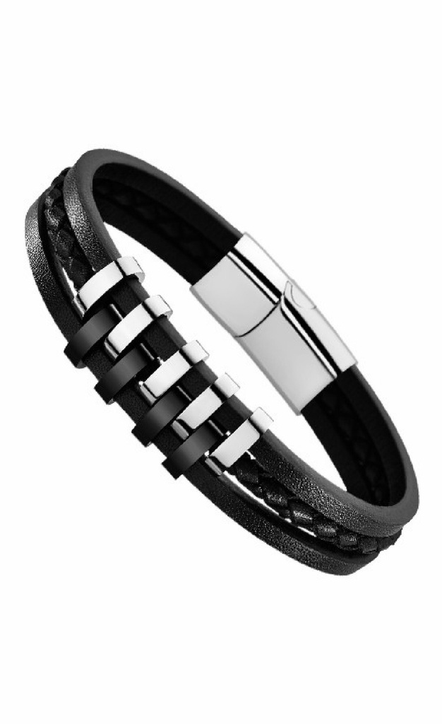 Pulsera Lotus Style Hombre de piel negra LS1838-2/1