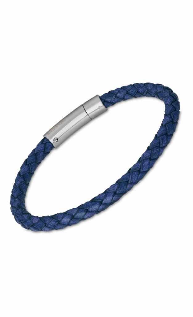 Pulsera Lotus Style Hombre Piel Azul y Acero Inoxidable LS2141-2/1