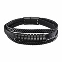 Pulsera Lotus Style Hombre Cuero Negro LS2208-2/3