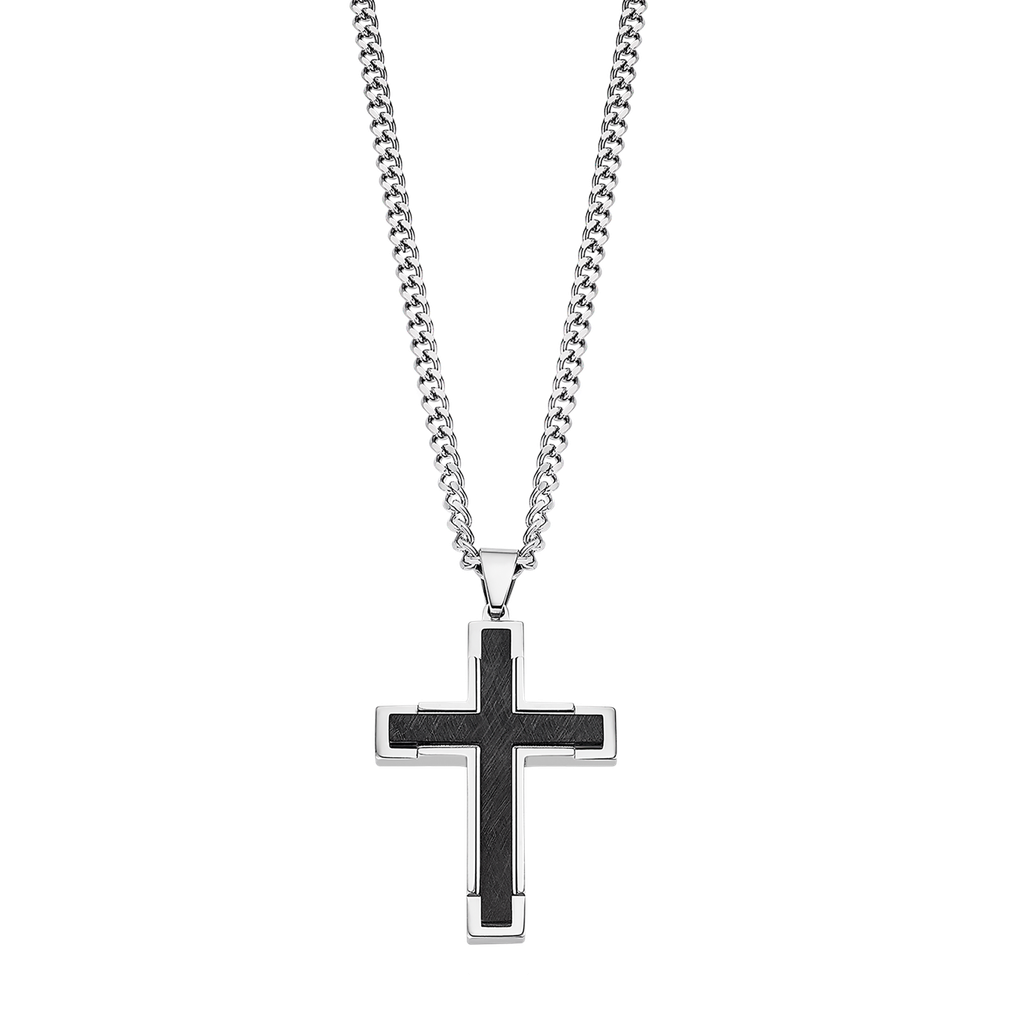 Collar Lotus Style Hombre Cruz Acero Negro LS2256-1/2