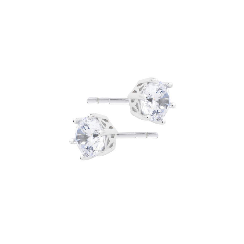 Pendientes Itemporality Plata Montado sobre 6 Garras con Circonita