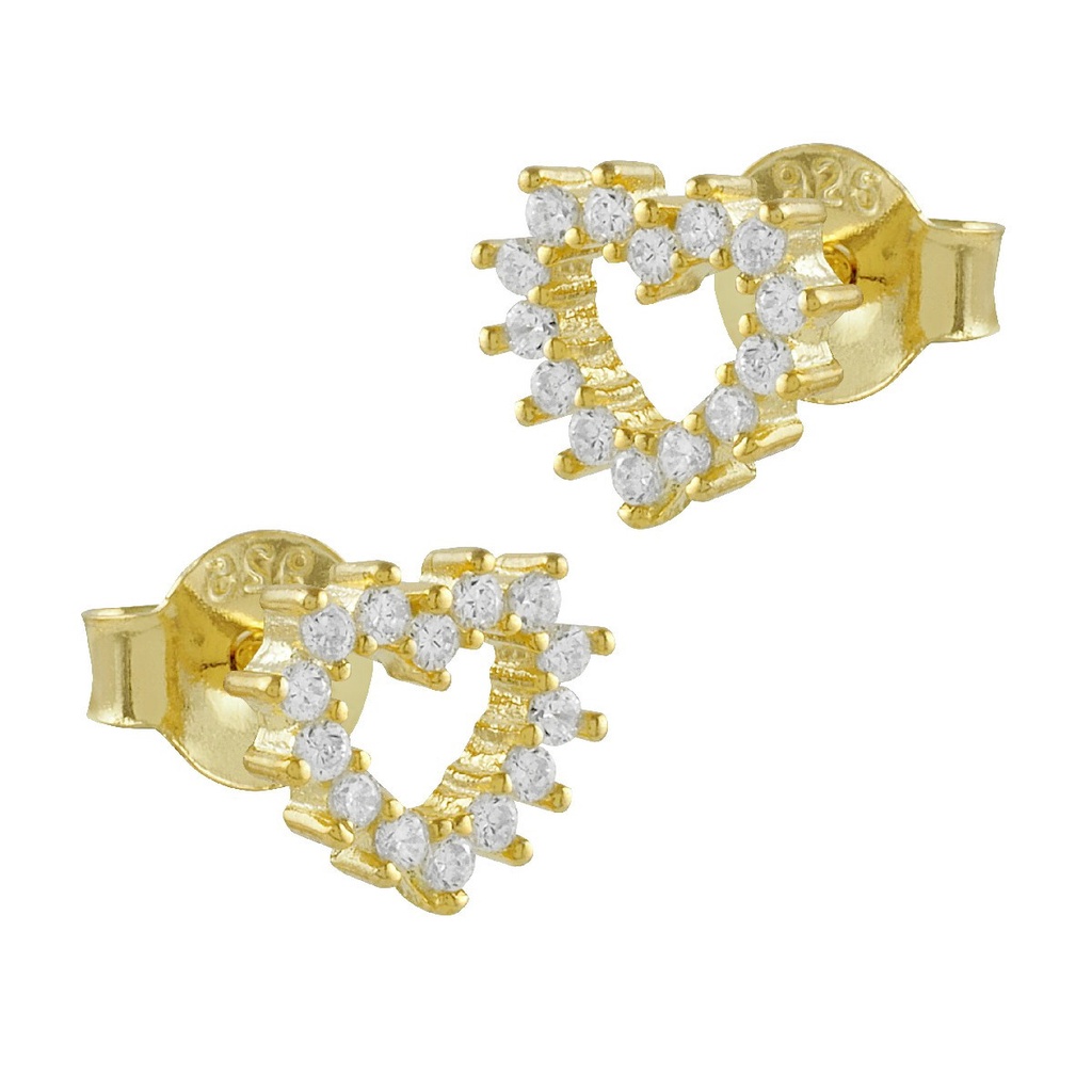 Pendientes Itemporality Corazón Plata baño oro y circonitas