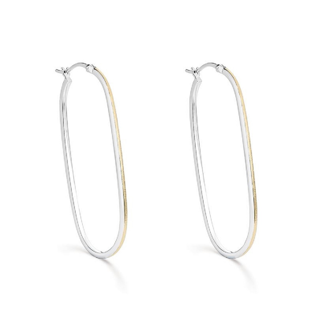 Pendientes Itemporality Óvalo plata baño bicolor dorado