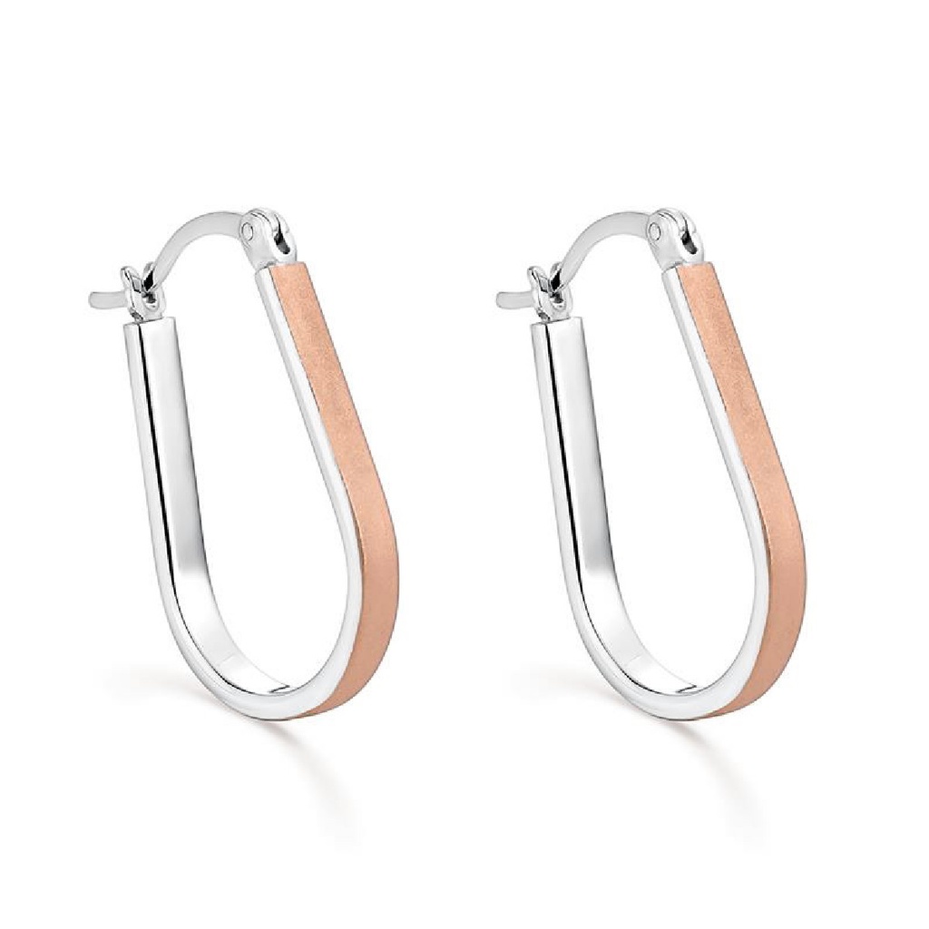 Pendientes Itemporality Aro Ovalado Plata baño bicolor