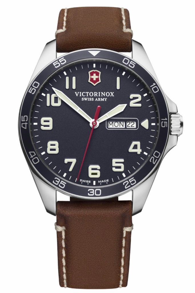 Reloj Victorinox Fieldforce Hombre Correa Piel marrón & Esfera azul