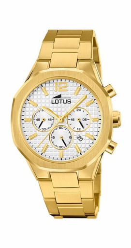 [18868/1] Reloj Lotus Hombre Excellent Multifunción Acero Dorado Esfera Plateada 18868/1