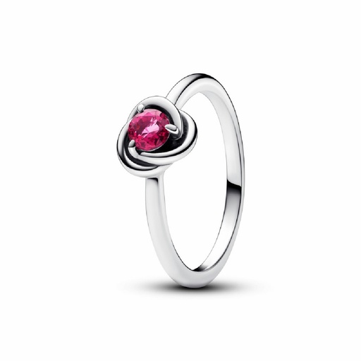 Anillo Pandora circular de eternidad con piedra natal de cristal de octubre rosa