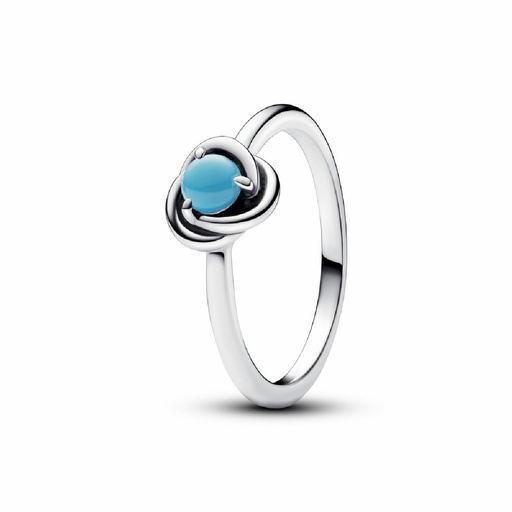 Anillo Pandora circular de eternidad con piedra natal de cristal de diciembre turquesa