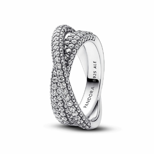 Anillo Pandora Timeless Pavé Cruzado de Doble Banda 193022C01