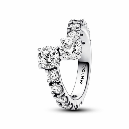 Anillo Pandora de banda superpuesta billante