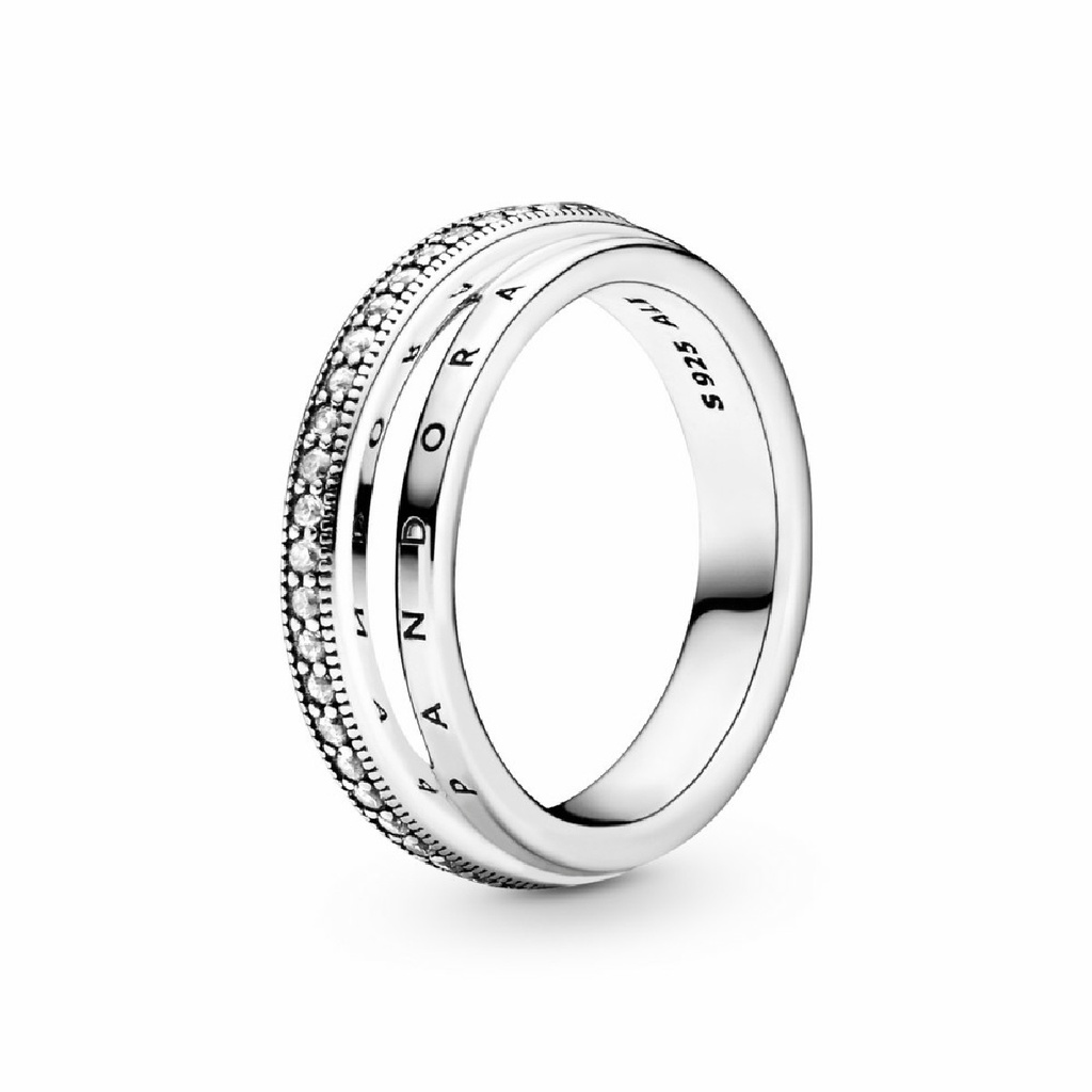 Anillo Pandora triple banda pavé