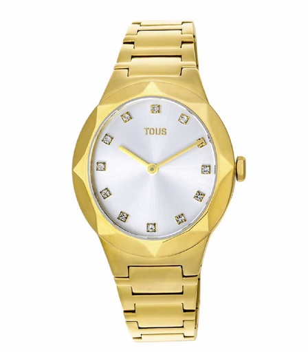 [200351055] Reloj Tous Mujer Karal Oval Analógico Acero IP Dorado Esfera Blanca 200351055