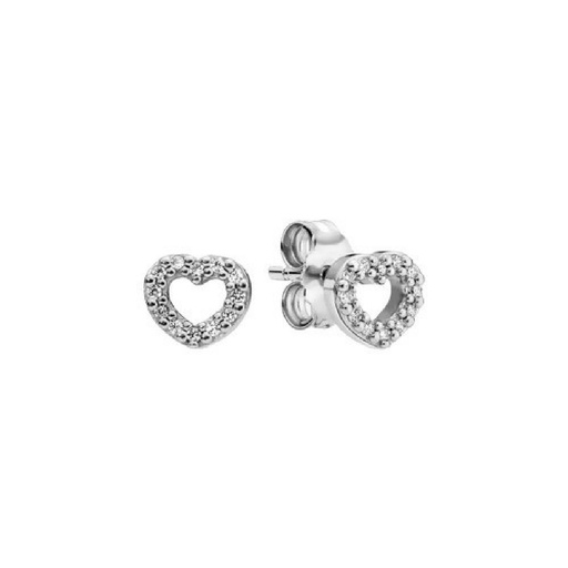 [290528CZ] Pendientes Pandora de Botón Corazón con Circonitas 290528CZ