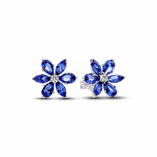 [292407C01] Pendienes Pandora de Botón Herbario Azul Brillante