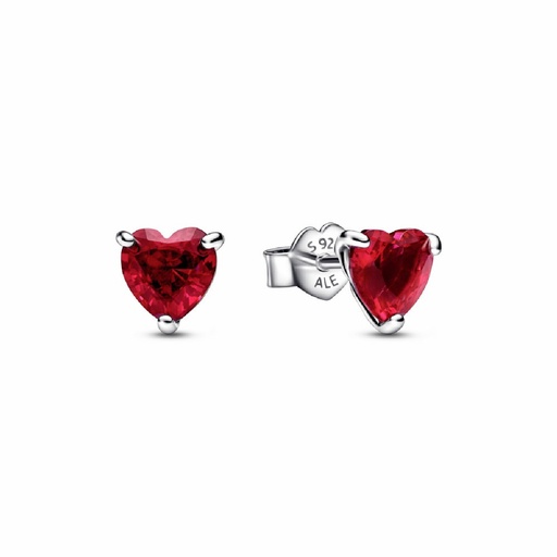 [292549C01] Pendientes Pandora de Botón Corazón Rojo