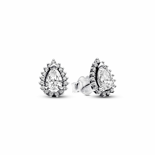 [292834C01] Pendientes Pandora de Botón Halo Brillante Corte de Pera
